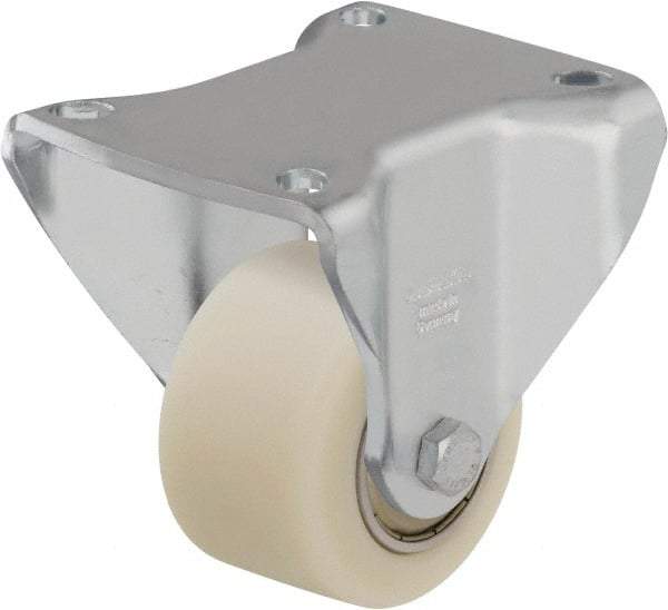 Blickle - 2-1/2" Diam x 1-37/64" Wide x 3-13/16" OAH Top Plate Mount Rigid Caster - Impact-Resistant Cast Nylon, 1,430 Lb Capacity, Ball Bearing, 3-15/16 x 3-3/8" Plate - Apex Tool & Supply