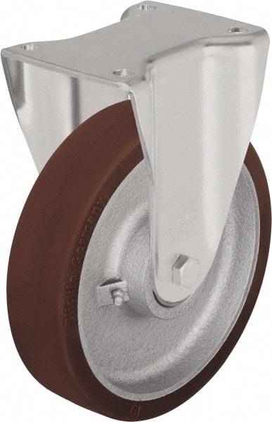 Blickle - 6-1/2" Diam x 1-31/32" Wide x 7-61/64" OAH Top Plate Mount Rigid Caster - Polyurethane-Elastomer Blickle Softhane, 1,760 Lb Capacity, Ball Bearing, 5-1/2 x 4-3/8" Plate - Apex Tool & Supply
