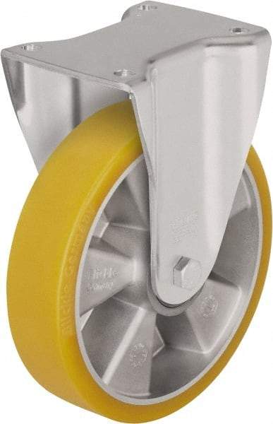 Blickle - 4" Diam x 1-37/64" Wide x 8-1/2" OAH Top Plate Mount Rigid Caster - Polyurethane-Elastomer Blickle Softhane, 770 Lb Capacity, Ball Bearing, 5-1/2 x 4-3/8" Plate - Apex Tool & Supply