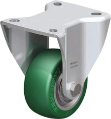 Blickle - 3" Diam x 1-37/64" Wide x 4-23/32" OAH Top Plate Mount Rigid Caster - Polyurethane-Elastomer Blickle Softhane, 506 Lb Capacity, Ball Bearing, 3-15/16 x 3-3/8" Plate - Apex Tool & Supply