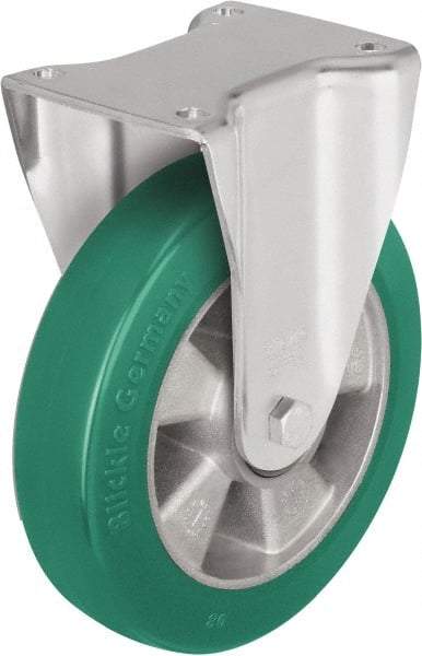 Blickle - 8" Diam x 1-31/32" Wide x 9-41/64" OAH Top Plate Mount Rigid Caster - Polyurethane-Elastomer Blickle Softhane, 1,540 Lb Capacity, Ball Bearing, 5-1/2 x 4-3/8" Plate - Apex Tool & Supply