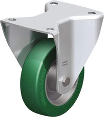 Blickle - 5" Diam x 1-37/64" Wide x 6-1/2" OAH Top Plate Mount Rigid Caster - Polyurethane-Elastomer Blickle Softhane, 770 Lb Capacity, Ball Bearing, 5-1/2 x 4-3/8" Plate - Apex Tool & Supply