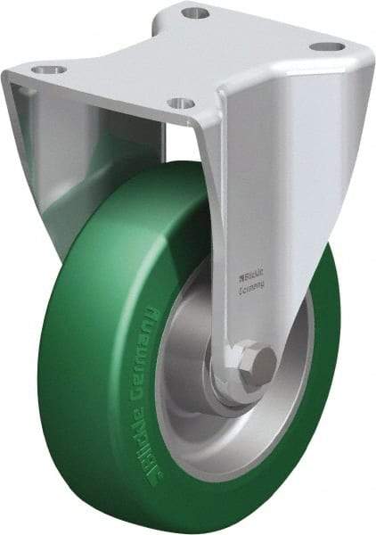 Blickle - 5" Diam x 1-37/64" Wide x 6-1/2" OAH Top Plate Mount Rigid Caster - Polyurethane-Elastomer Blickle Softhane, 770 Lb Capacity, Ball Bearing, 3-15/16 x 3-3/8" Plate - Apex Tool & Supply
