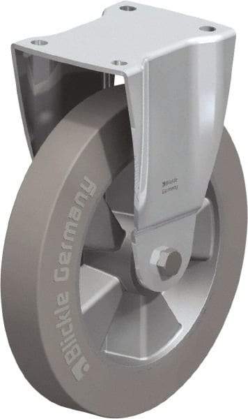 Blickle - 10" Diam x 1-31/32" Wide x 11-39/64" OAH Top Plate Mount Rigid Caster - Solid Rubber, 1,430 Lb Capacity, Ball Bearing, 5-1/2 x 4-3/8" Plate - Apex Tool & Supply
