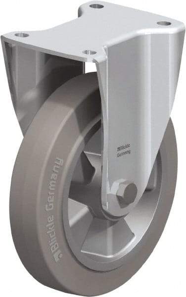 Blickle - 8" Diam x 1-31/32" Wide x 9-41/64" OAH Top Plate Mount Rigid Caster - Solid Rubber, 1,100 Lb Capacity, Ball Bearing, 5-1/2 x 4-3/8" Plate - Apex Tool & Supply
