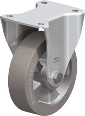 Blickle - 6-1/2" Diam x 1-31/32" Wide x 7-61/64" OAH Top Plate Mount Rigid Caster - Solid Rubber, 880 Lb Capacity, Ball Bearing, 5-1/2 x 4-3/8" Plate - Apex Tool & Supply