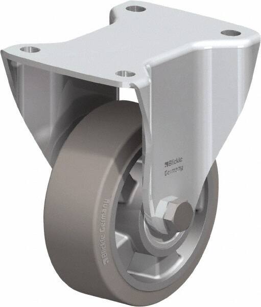 Blickle - 5" Diam x 1-31/32" Wide x 6-11/16" OAH Top Plate Mount Rigid Caster - Solid Rubber, 594 Lb Capacity, Ball Bearing, 5-1/2 x 4-3/8" Plate - Apex Tool & Supply