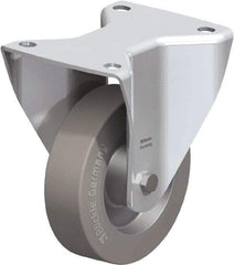 Blickle - 5" Diam x 1-37/64" Wide x 6-1/2" OAH Top Plate Mount Rigid Caster - Solid Rubber, 550 Lb Capacity, Ball Bearing, 5-1/2 x 4-3/8" Plate - Apex Tool & Supply