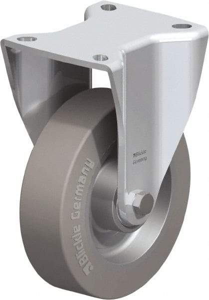 Blickle - 5" Diam x 1-37/64" Wide x 6-1/2" OAH Top Plate Mount Rigid Caster - Solid Rubber, 550 Lb Capacity, Ball Bearing, 3-15/16 x 3-3/8" Plate - Apex Tool & Supply