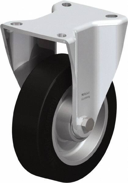 Blickle - 5" Diam x 1-37/64" Wide x 6-1/2" OAH Top Plate Mount Rigid Caster - Solid Rubber, 550 Lb Capacity, Ball Bearing, 3-15/16 x 3-3/8" Plate - Apex Tool & Supply