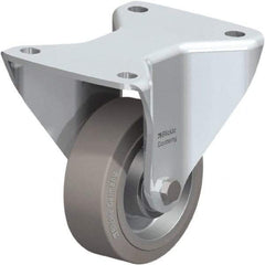 Blickle - 5" Diam x 1-37/64" Wide x 5-1/2" OAH Top Plate Mount Rigid Caster - Solid Rubber, 440 Lb Capacity, Ball Bearing, 5-1/2 x 4-3/8" Plate - Apex Tool & Supply