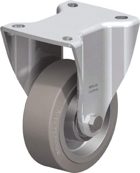 Blickle - 4" Diam x 1-37/64" Wide x 5-1/2" OAH Top Plate Mount Rigid Caster - Solid Rubber, 440 Lb Capacity, Ball Bearing, 3-15/16 x 3-3/8" Plate - Apex Tool & Supply