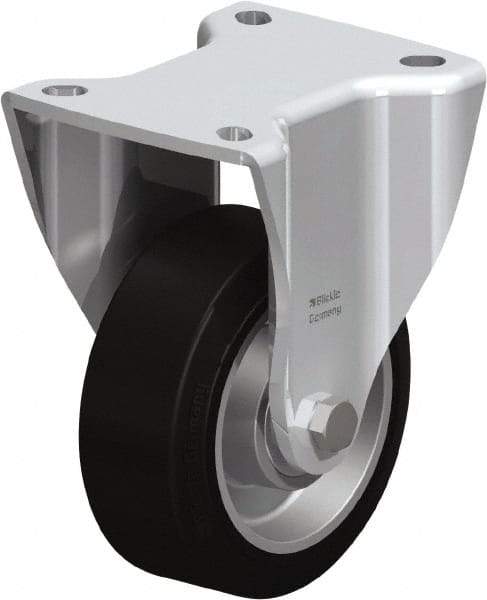 Blickle - 4" Diam x 1-37/64" Wide x 5-1/2" OAH Top Plate Mount Rigid Caster - Solid Rubber, 440 Lb Capacity, Ball Bearing, 3-15/16 x 3-3/8" Plate - Apex Tool & Supply
