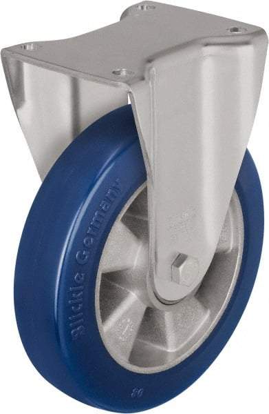 Blickle - 8" Diam x 1-31/32" Wide x 9-41/64" OAH Top Plate Mount Rigid Caster - Polyurethane-Elastomer Blickle Besthane, 1,540 Lb Capacity, Ball Bearing, 5-1/2 x 4-3/8" Plate - Apex Tool & Supply