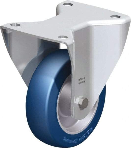 Blickle - 5" Diam x 1-37/64" Wide x 6-1/2" OAH Top Plate Mount Rigid Caster - Polyurethane-Elastomer Blickle Besthane, 770 Lb Capacity, Ball Bearing, 5-1/2 x 4-3/8" Plate - Apex Tool & Supply