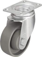 Blickle - 3-1/2" Diam x 1-1/4" Wide x 4-11/16" OAH Top Plate Mount Swivel Caster - Impact-Resistant Nylon, 400 Lb Capacity, Ball Bearing, 3-5/8 x 2-1/2" Plate - Apex Tool & Supply