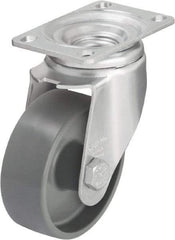 Blickle - 3-1/2" Diam x 1-1/4" Wide x 4-11/16" OAH Top Plate Mount Swivel Caster - Impact-Resistant Nylon, 400 Lb Capacity, Plain Bore Bearing, 3-5/8 x 2-1/2" Plate - Apex Tool & Supply