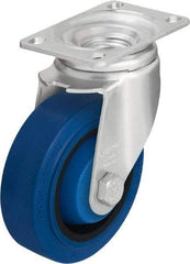 Blickle - 5" Diam x 1-3/8" Wide x 6-1/8" OAH Top Plate Mount Swivel Caster - Solid Rubber, 400 Lb Capacity, Ball Bearing, 3-5/8 x 2-1/2" Plate - Apex Tool & Supply
