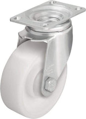 Blickle - 4" Diam x 1-7/16" Wide x 5-1/8" OAH Top Plate Mount Swivel Caster - Impact-Resistant Nylon, 400 Lb Capacity, Ball Bearing, 3-5/8 x 2-1/2" Plate - Apex Tool & Supply