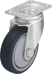 Blickle - 5" Diam x 1-1/4" Wide x 6-1/8" OAH Top Plate Mount Swivel Caster - Thermoplastic Polyurethane, 400 Lb Capacity, Ball Bearing, 3-5/8 x 2-1/2" Plate - Apex Tool & Supply