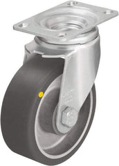Blickle - 5" Diam x 1-9/16" Wide x 6-1/8" OAH Top Plate Mount Swivel Caster - Polyurethane-Elastomer Blickle Softhane, 400 Lb Capacity, Ball Bearing, 3-5/8 x 2-1/2" Plate - Apex Tool & Supply
