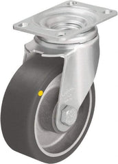 Blickle - 4" Diam x 1-9/16" Wide x 5-1/8" OAH Top Plate Mount Swivel Caster - Polyurethane-Elastomer Blickle Softhane, 400 Lb Capacity, Ball Bearing, 3-5/8 x 2-1/2" Plate - Apex Tool & Supply