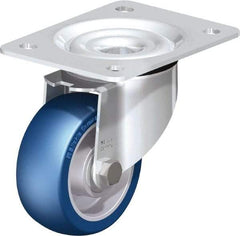 Blickle - 4" Diam x 1-37/64" Wide x 5-7/64" OAH Top Plate Mount Swivel Caster - Polyurethane-Elastomer Blickle Besthane, 660 Lb Capacity, Ball Bearing, 5-1/2 x 4-3/8" Plate - Apex Tool & Supply