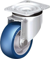 Blickle - 4" Diam x 1-37/64" Wide x 5-7/64" OAH Top Plate Mount Swivel Caster - Polyurethane-Elastomer Blickle Besthane, 660 Lb Capacity, Ball Bearing, 3-15/16 x 3-3/8" Plate - Apex Tool & Supply