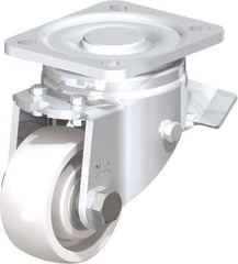 Blickle - 3" Diam x 1-1/4" Wide x 4-41/64" OAH Top Plate Mount Swivel Caster with Brake - Impact-Resistant Nylon, 660 Lb Capacity, Ball Bearing, 3-15/16 x 3-3/8" Plate - Apex Tool & Supply