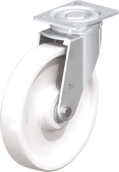 Blickle - 10" Diam x 1-31/32" Wide x 11-39/64" OAH Top Plate Mount Swivel Caster - Impact-Resistant Nylon, 1,980 Lb Capacity, Ball Bearing, 5-1/2 x 4-3/8" Plate - Apex Tool & Supply