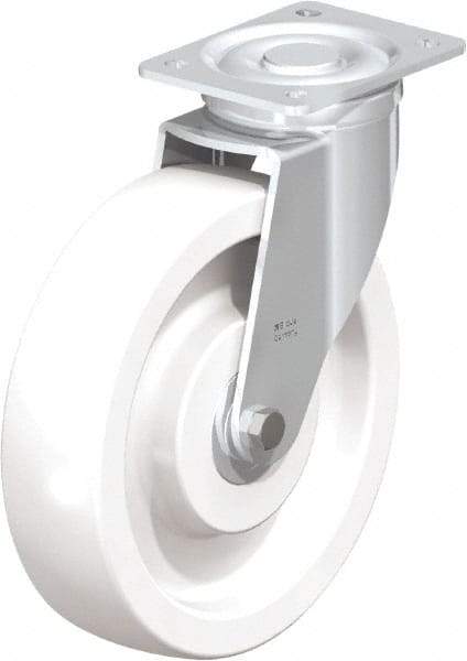 Blickle - 10" Diam x 2-9/16" Wide x 11-39/64" OAH Top Plate Mount Swivel Caster - Impact-Resistant Nylon, 1,980 Lb Capacity, Ball Bearing, 5-1/2 x 4-3/8" Plate - Apex Tool & Supply