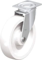 Blickle - 10" Diam x 2-9/16" Wide x 11-39/64" OAH Top Plate Mount Swivel Caster - Impact-Resistant Nylon, 1,980 Lb Capacity, Plain Bore Bearing, 5-1/2 x 4-3/8" Plate - Apex Tool & Supply