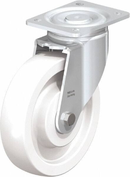 Blickle - 8" Diam x 1-31/32" Wide x 9-41/64" OAH Top Plate Mount Swivel Caster - Impact-Resistant Nylon, 1,980 Lb Capacity, Ball Bearing, 5-1/2 x 4-3/8" Plate - Apex Tool & Supply