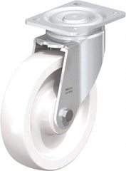Blickle - 8" Diam x 1-31/32" Wide x 9-41/64" OAH Top Plate Mount Swivel Caster - Impact-Resistant Nylon, 1,980 Lb Capacity, Plain Bore Bearing, 5-1/2 x 4-3/8" Plate - Apex Tool & Supply