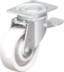Blickle - 6" Diam x 1-31/32" Wide x 7-3/4" OAH Top Plate Mount Swivel Caster with Brake - Impact-Resistant Nylon, 1,760 Lb Capacity, Ball Bearing, 5-1/2 x 4-3/8" Plate - Apex Tool & Supply
