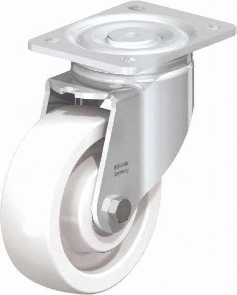 Blickle - 6" Diam x 1-31/32" Wide x 7-3/4" OAH Top Plate Mount Swivel Caster - Impact-Resistant Nylon, 1,760 Lb Capacity, Ball Bearing, 5-1/2 x 4-3/8" Plate - Apex Tool & Supply