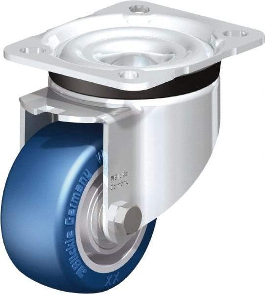 Blickle - 3" Diam x 1-37/64" Wide x 4-21/64" OAH Top Plate Mount Swivel Caster - Polyurethane-Elastomer Blickle Besthane, 506 Lb Capacity, Ball Bearing, 3-15/16 x 3-3/8" Plate - Apex Tool & Supply