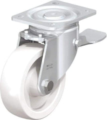 Blickle - 6" Diam x 1-31/32" Wide x 7-3/4" OAH Top Plate Mount Swivel Caster with Brake - Impact-Resistant Nylon, 1,760 Lb Capacity, Plain Bore Bearing, 5-1/2 x 4-3/8" Plate - Apex Tool & Supply