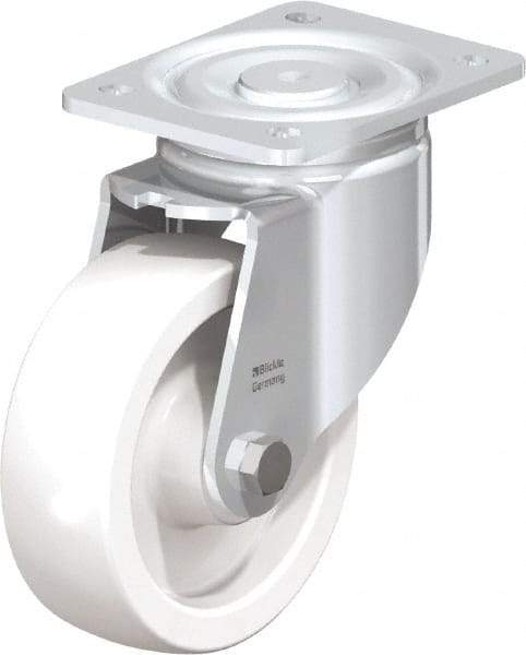 Blickle - 6" Diam x 1-31/32" Wide x 7-3/4" OAH Top Plate Mount Swivel Caster - Impact-Resistant Nylon, 1,760 Lb Capacity, Plain Bore Bearing, 5-1/2 x 4-3/8" Plate - Apex Tool & Supply
