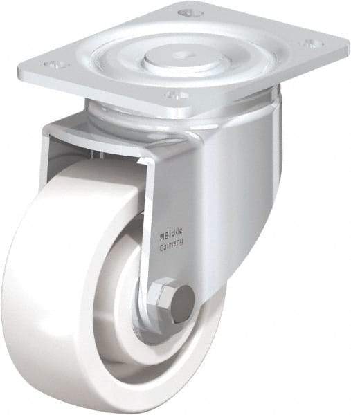 Blickle - 5" Diam x 1-31/32" Wide x 6-11/16" OAH Top Plate Mount Swivel Caster - Impact-Resistant Nylon, 1,650 Lb Capacity, Ball Bearing, 5-1/2 x 4-3/8" Plate - Apex Tool & Supply