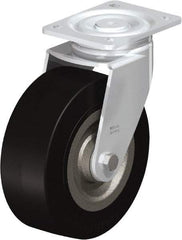 Blickle - 8" Diam x 3-9/64" Wide x 9-41/64" OAH Top Plate Mount Swivel Caster - Solid Rubber, 1,870 Lb Capacity, Ball Bearing, 5-1/2 x 4-3/8" Plate - Apex Tool & Supply