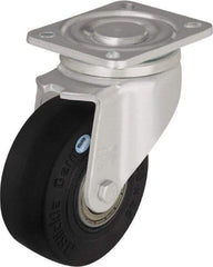 Blickle - 5" Diam x 1-31/32" Wide x 6-11/16" OAH Top Plate Mount Swivel Caster - Solid Rubber, 704 Lb Capacity, Ball Bearing, 5-1/2 x 4-3/8" Plate - Apex Tool & Supply