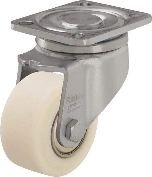 Blickle - 3" Diam x 1-37/64" Wide x 4-23/32" OAH Top Plate Mount Swivel Caster - Impact-Resistant Cast Nylon, 1,540 Lb Capacity, Ball Bearing, 3-15/16 x 3-3/8" Plate - Apex Tool & Supply