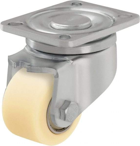 Blickle - 2-1/2" Diam x 1-37/64" Wide x 3-13/16" OAH Top Plate Mount Swivel Caster - Impact-Resistant Cast Nylon, 1,430 Lb Capacity, Ball Bearing, 3-15/16 x 3-3/8" Plate - Apex Tool & Supply