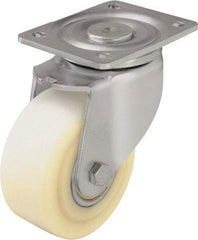 Blickle - 4" Diam x 1-37/64" Wide x 5-33/64" OAH Top Plate Mount Swivel Caster - Impact-Resistant Cast Nylon, 1,540 Lb Capacity, Ball Bearing, 5-1/2 x 4-3/8" Plate - Apex Tool & Supply