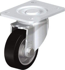 Blickle - 4" Diam x 1-9/16" Wide x 5-33/64" OAH Top Plate Mount Swivel Caster - Solid Rubber, 440 Lb Capacity, Ball Bearing, 5-1/2 x 4-3/8" Plate - Apex Tool & Supply