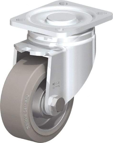 Blickle - 4" Diam x 1-9/16" Wide x 5-33/64" OAH Top Plate Mount Swivel Caster - Solid Rubber, 440 Lb Capacity, Ball Bearing, 3-15/16 x 3-3/8" Plate - Apex Tool & Supply