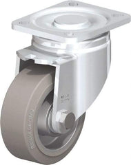 Blickle - 4" Diam x 1-9/16" Wide x 5-33/64" OAH Top Plate Mount Swivel Caster - Solid Rubber, 440 Lb Capacity, Ball Bearing, 3-15/16 x 3-3/8" Plate - Apex Tool & Supply