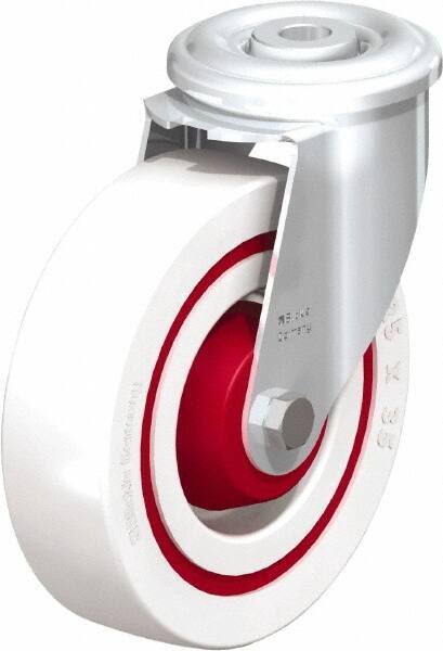 Blickle - 5" Diam x 1-3/8" Wide x 5-29/32" OAH Hollow Kingpin Mount Swivel Caster - Impact-Resistant Nylon, 330 Lb Capacity, Roller Bearing, Hollow Kingpin Stem - Apex Tool & Supply