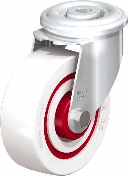 Blickle - 4" Diam x 1-3/8" Wide x 4-59/64" OAH Hollow Kingpin Mount Swivel Caster - Impact-Resistant Nylon, 330 Lb Capacity, Roller Bearing, Hollow Kingpin Stem - Apex Tool & Supply